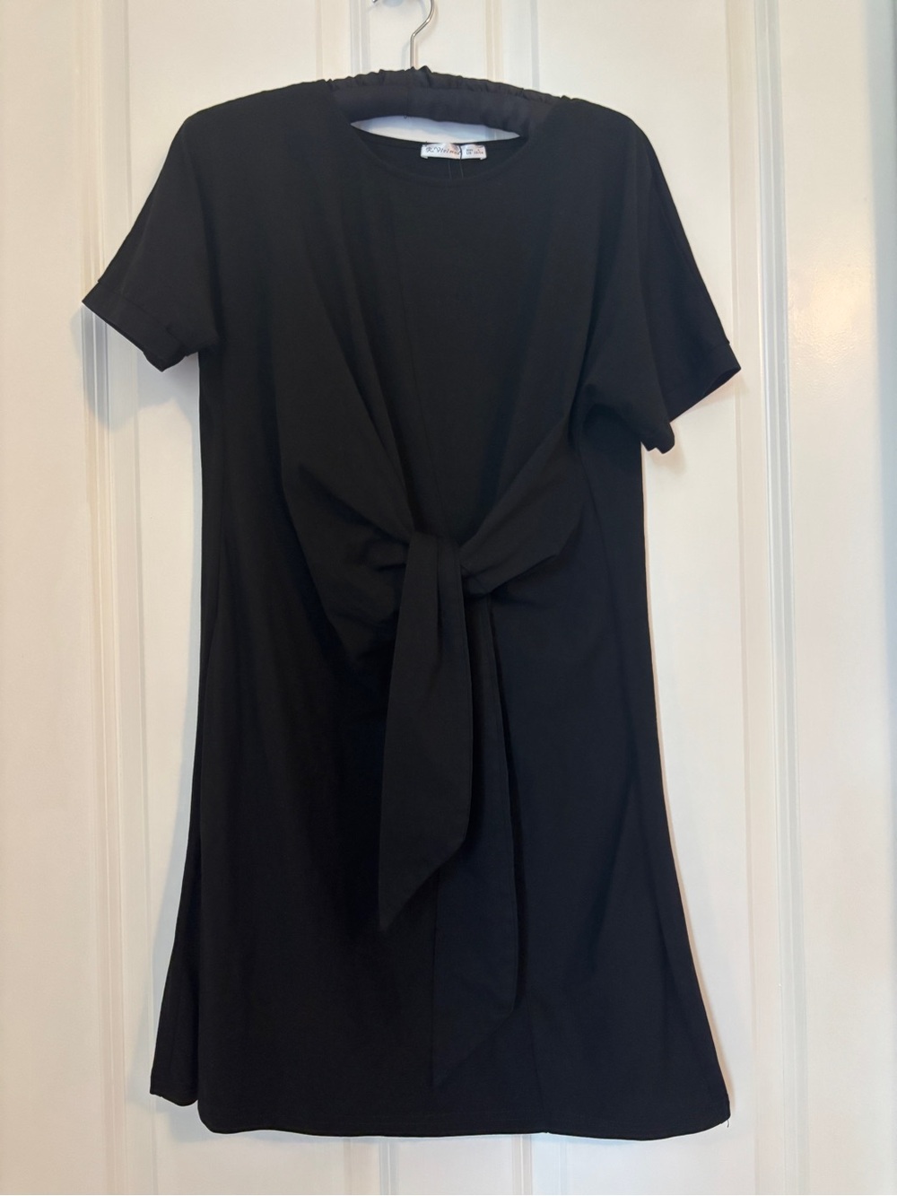 R Vivimos - Black Tie-Front Short Sleeve Women’s Dress.  Size L 12/14 NEW
